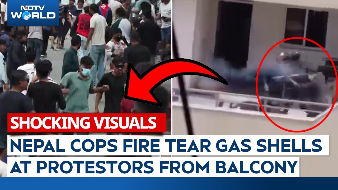 Nepal Protests | Nepal Cops Fire Tear Gas Shells At Protestors From Balcony