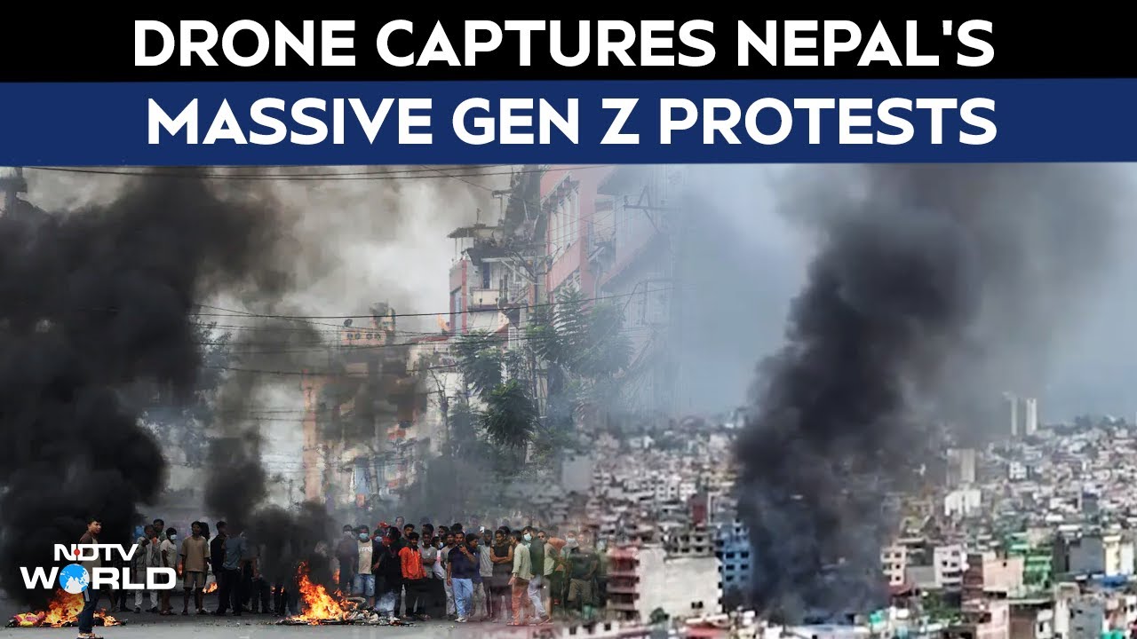 Nepal News | Drone Captures Massive Gen Z Protests, Smoke Billowing At Parliament After PM Resigns
