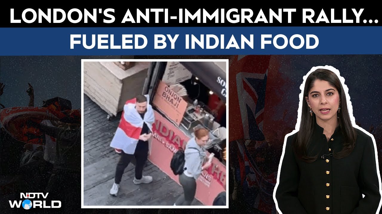 Video : London's Anti-immigration Rally Turns Ironic: Protesters Caught Eating Indian Food Amid Violence