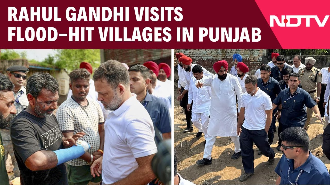 Congress Leader Rahul Gandhi Visits Flood-hit Areas In Punjab’s Amritsar