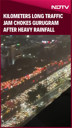 7-Km Long Traffic Jams, Waterlogged Roads After Heavy Rain In Gurugram