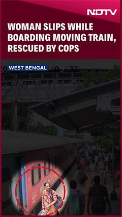 Video: Woman Slips While Boarding Moving Train, Rescued By Cops In West Bengal