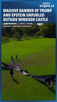 Activists Unfurl Massive Banner In Windsor Showing Trump With Epstein Ahead Of His State Visit Activists Unfurl Massive Banner In Windsor Showing Trump With Epstein Ahead Of His State Visit