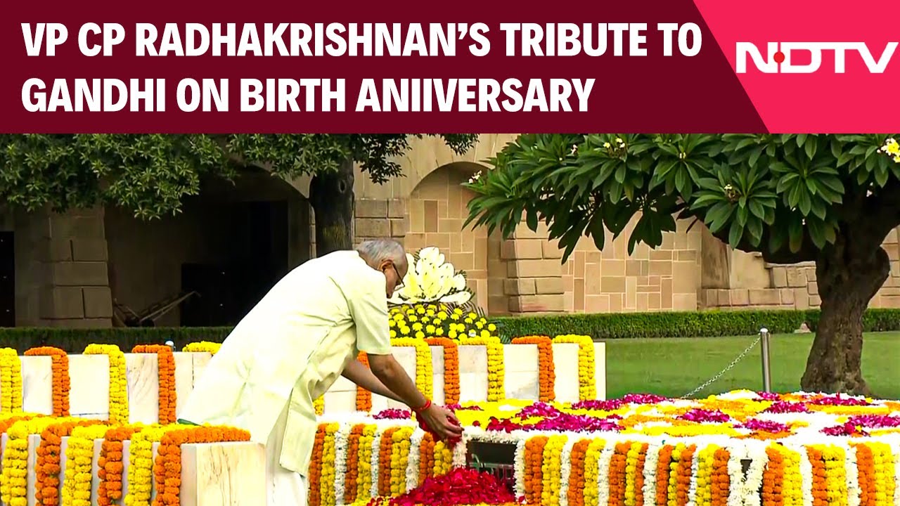 CP Radhakrishnan Pays Tribute To Mahatma Gandhi At Rajghat On Birth Anniversary