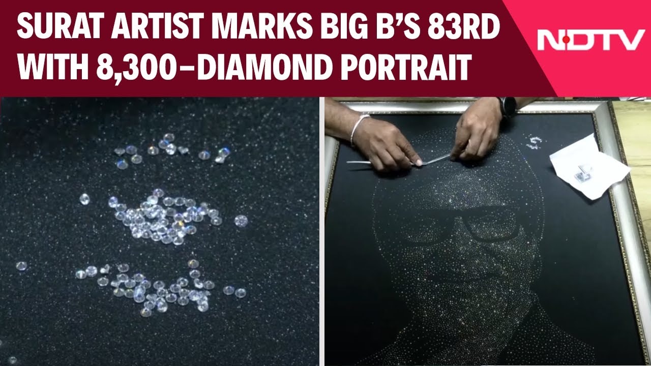 Surat Artist Marks Big B's 83rd Birthday With 8,300-Diamond Portrait