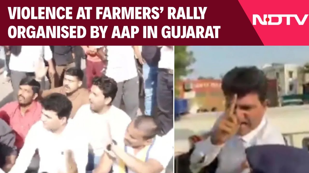 Violence At Farmers' Rally Organised By Aap In Gujarat; 3 Cops Hurt, Teargas Shells Fired