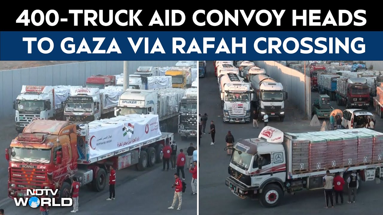 Convoy Of Trucks Carrying Aid For Gaza At Rafah Crossing In Egypt ...