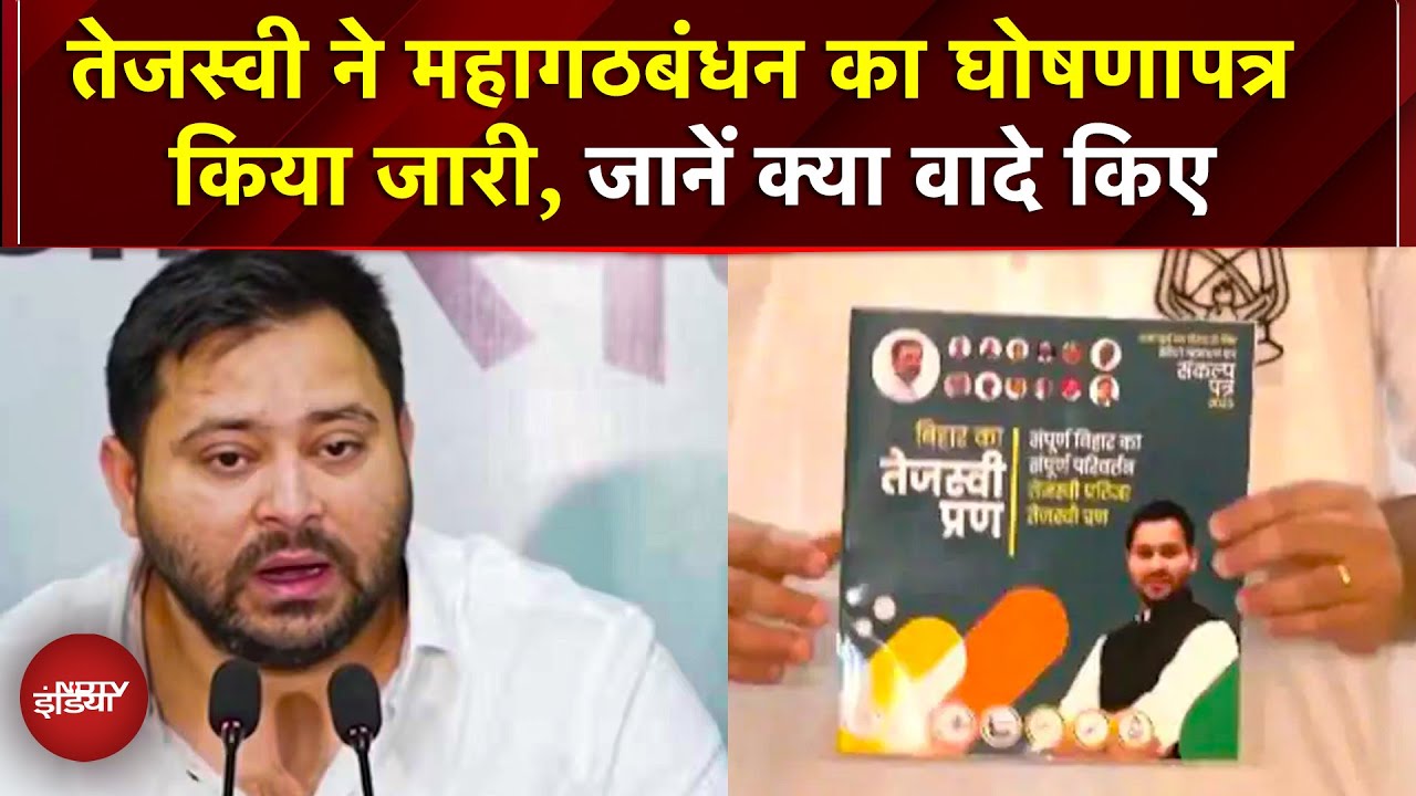 Mahagathbandhan Manifesto: महागठबंधन का 'तेजस्वी प्रण' पत्र जारी, घोषणापत्र में क्या-क्या? | Bihar