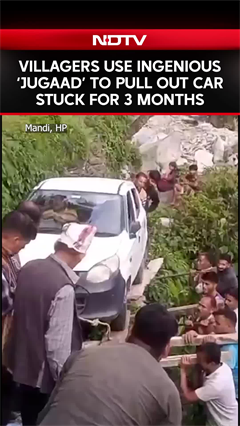 Mandi Villagers Use Jugaad To Pull Out Car Stuck For 3 Months After Cloudburst Chaos Mandi Villagers Use Jugaad To Pull Out Car Stuck For 3 Months After Cloudburst Chaos