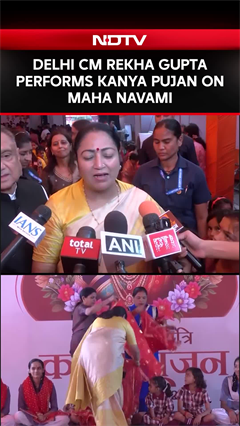 Video: Delhi CM Rekha Gupta Performs Kanya Pujan On Maha Navami In Shalimar Bagh
