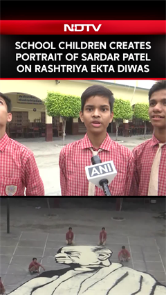 National Unity Day | School Children Creates Portrait Of Sardar Patel On Rashtriya Ekta Diwas