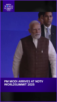 PM Modi Arrives At Bharat Mandapam To Attend NDTV World Summit