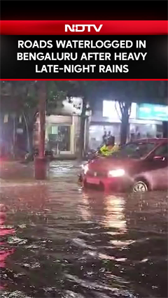 Roads Waterlogged in Bengaluru After Heavy Late-Night Rains