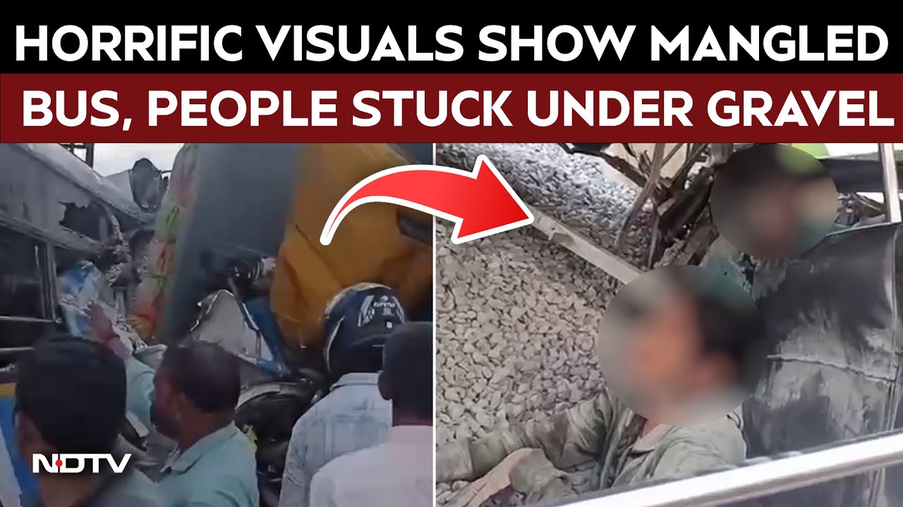 Telangana News | Horrific Visuals Show Mangled TSRTC Bus, People Stuck Under Debris