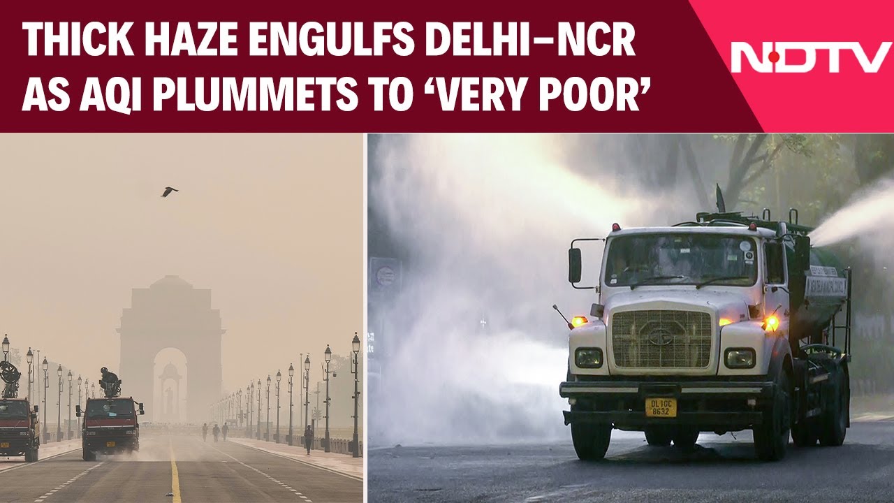 AQI In Delhi Today | Thick Haze Engulfs Delhi-NCR As AQI Plummets To 'Very Poor'