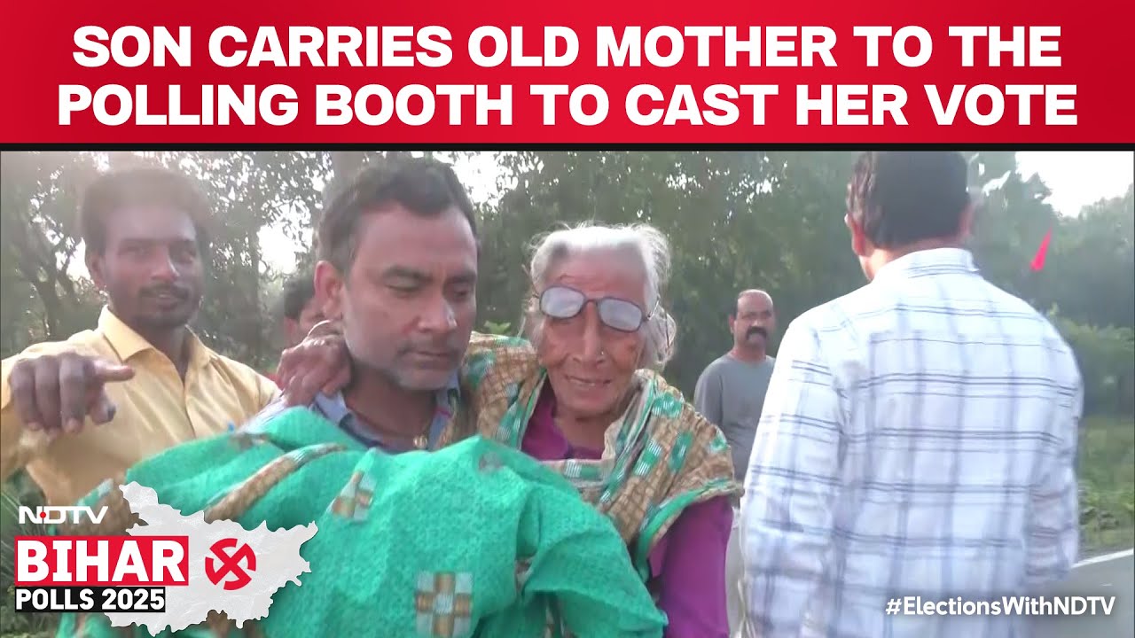 Son Carries Elderly Mother To Polling Station To Cast Her Vote