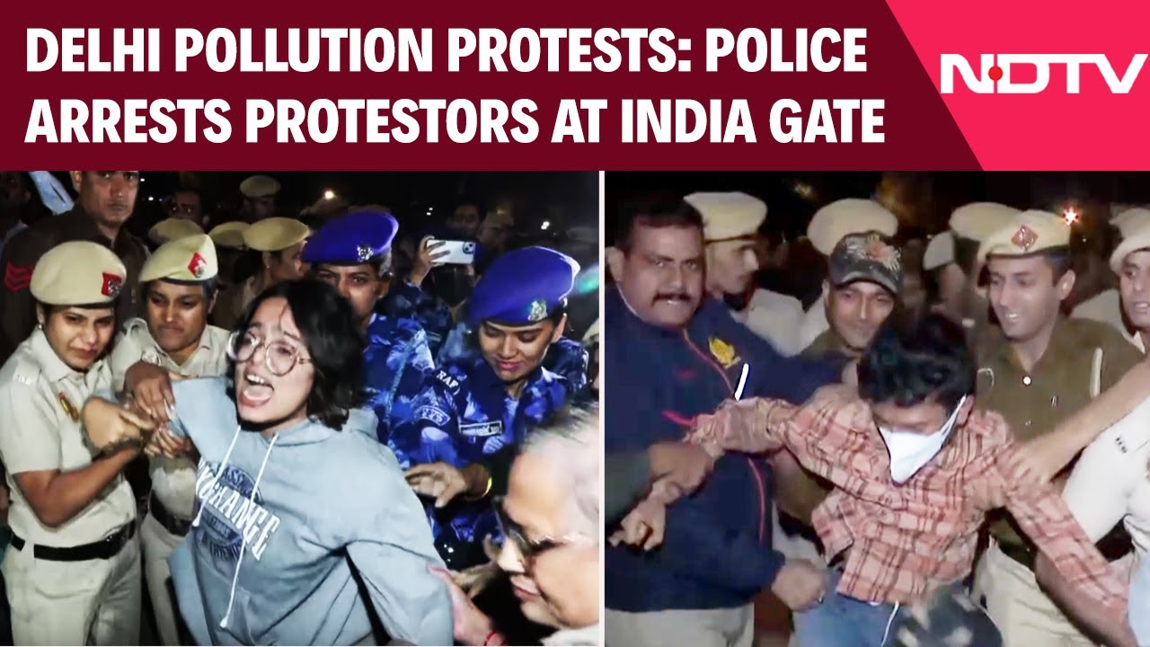 Delhi AQI | Citizens Protest At India Gate Against Delhi Air Pollution; Police Detains Protestors
