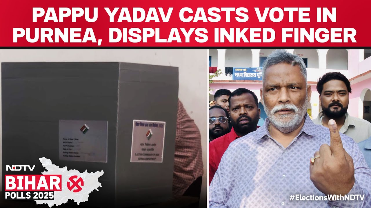 Pappu Yadav Casts Vote At Polling Booth In Purnea, Displays Inked Finger