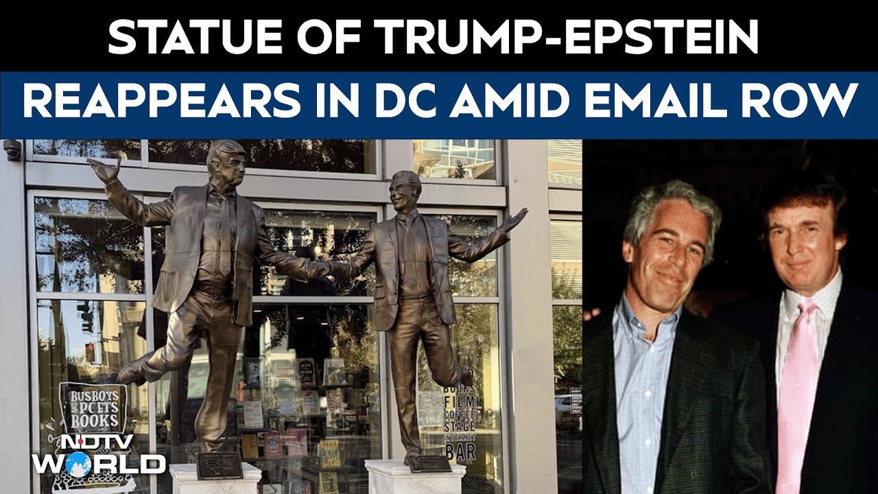 Trump Epstein Emails | Statue Of Trump & Epstein Reemerges In Washington Amid Email Row