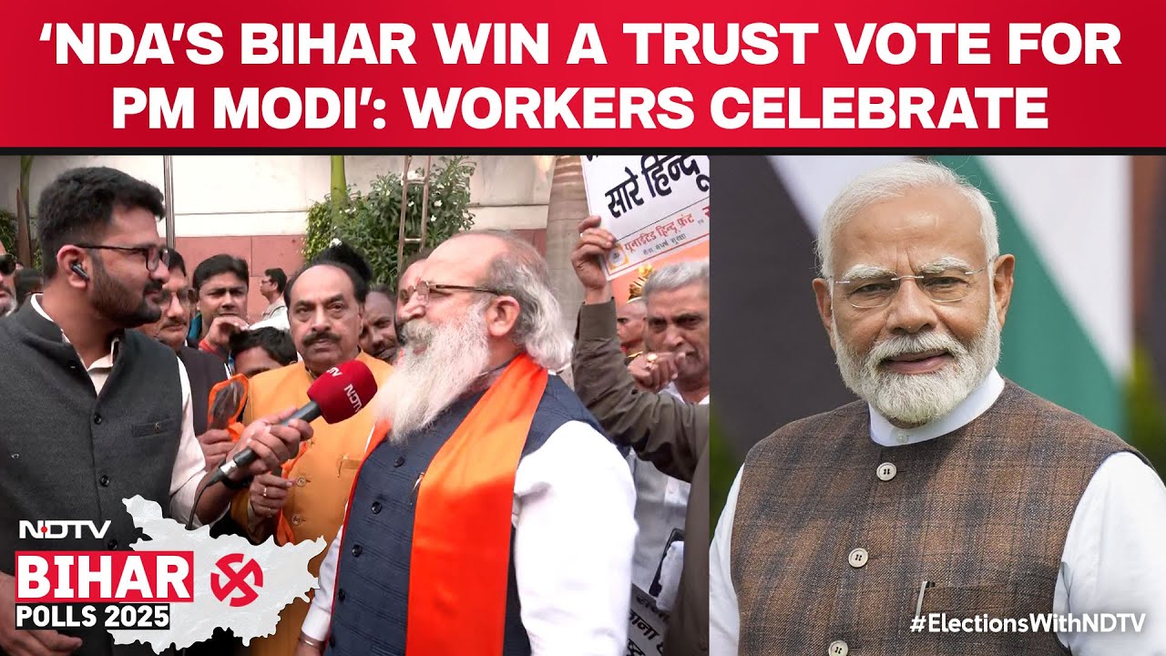 BJP Workers Celebrate, Call NDA's Bihar Win A Trust Vote For PM Modi