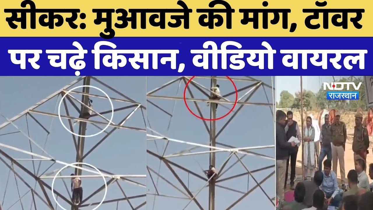 Sikar Viral Video: मुआवजे की मांग, टॉवर पर चढ़े किसान, वीडियो वायरल | Breaking News