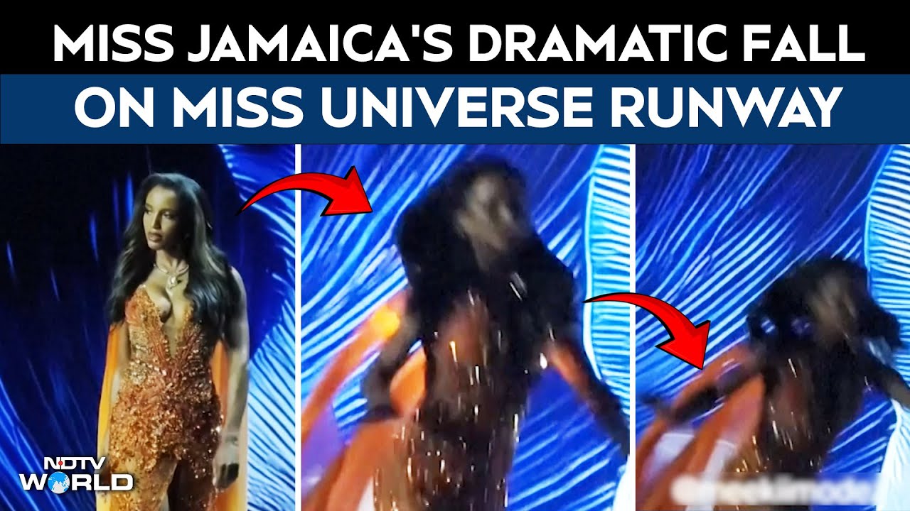 Miss Universe Jamaica Stumbles And Falls Off Stage