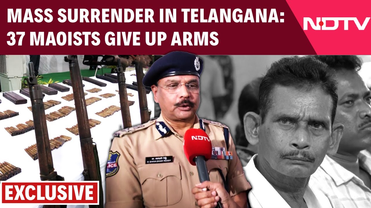 Telangana News | Mass Surrender Before Telangana Police, 37 Maoists Give Up Arms