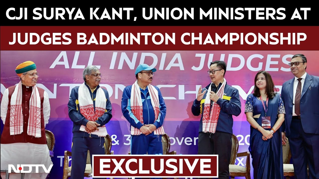 CJI Surya Kant, Union Ministers Play Exhibition Match At Judges’ Badminton Championship