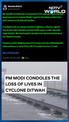 Cyclone Ditwah | India Launches Op Sagar Bandhu, Sends Relief Material To Flood-Hit Sri Lanka