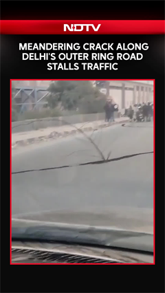 Delhi News | Video: Meandering Crack Along Delhi's Outer Ring Road Stalls Traffic