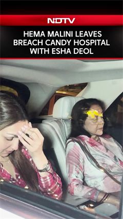 Emotional Hema Malini Leaves Breach Candy Hospital With Esha Deol After Meeting Dharmendra