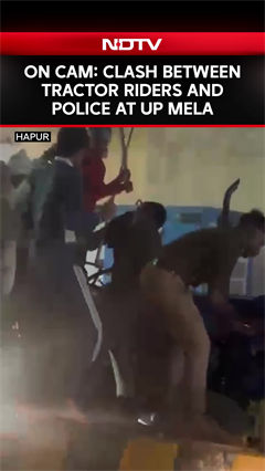 Video: Uttar Pradesh News | On Camera: Clash Between Tractor Riders And Police At UP Mela