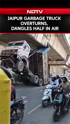 Jaipur Garbage Truck Overturns, Left Hanging Half In The Air