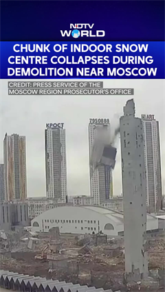 Huge Chunk Of Indoor Snow Centre Collapses During Demolition Near Moscow