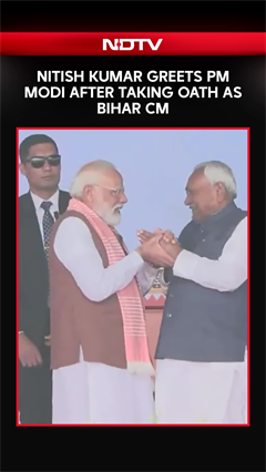 Nitish Kumar Greets PM Modi After Taking Oath As Bihar Chief Minister