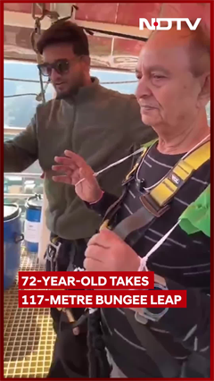Rishikesh Bunjee Jumping Video | 72-Year-Old PM Modi Fan Takes 117-Metre Bungee Jump In Rishikesh