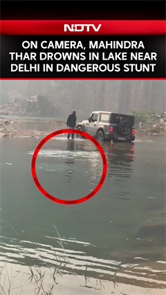 Thar SUV Sinks In Lake Near Delhi During Risky Off-Road Stunt