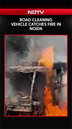Road Cleaning Vehicle Catches Fire In Noida's Sector 38