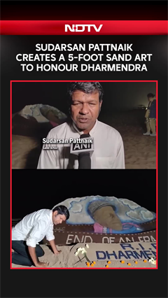 Sudarsan Pattnaik Creates A 5-foot Sand Art To Honour Dharmendra