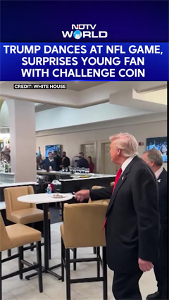 Trump Dances And Gifts Young Fan Challenge Coin After NFL Game