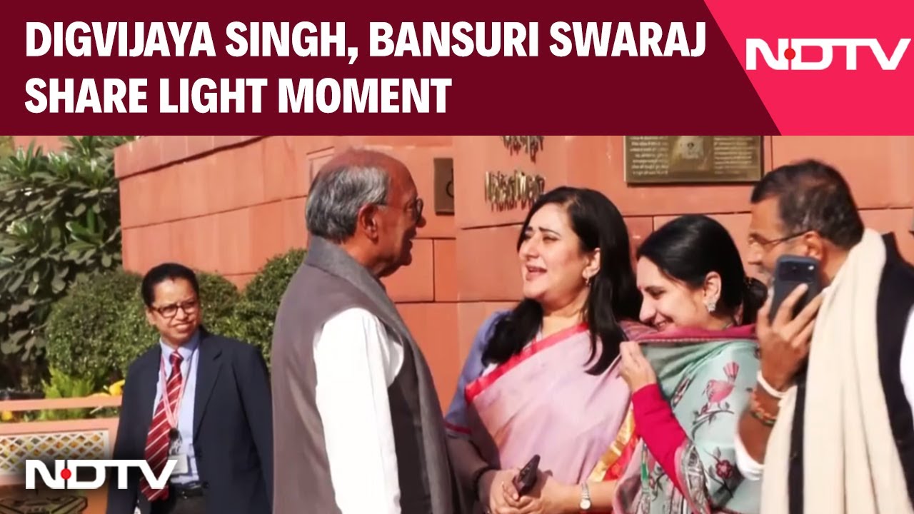 Digvijaya Singh, Bansuri Swaraj Share Light Moment On 1st Day Of Parliament Winter Session