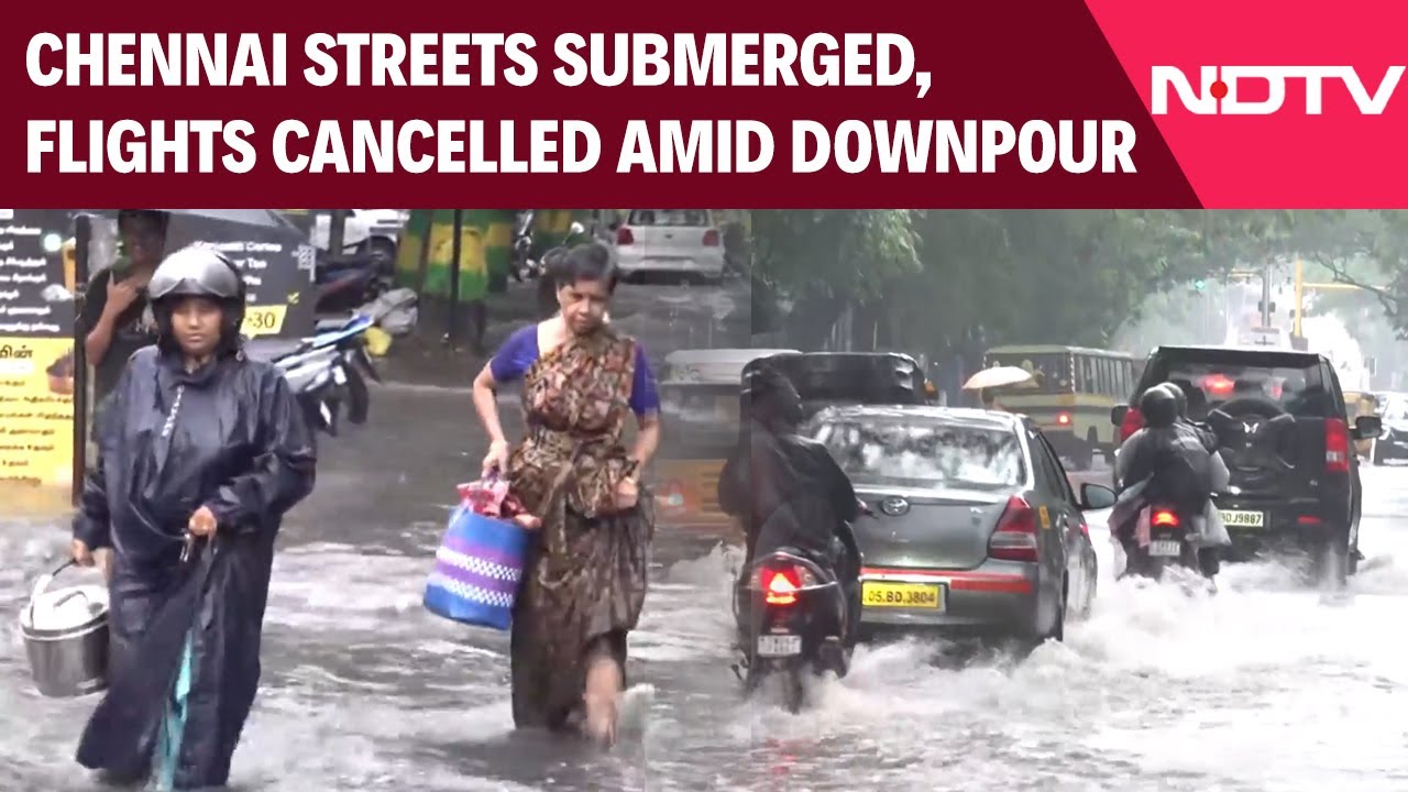 Chennai Rain News | Cyclone Ditwah: Chennai Streets Submerged, Flights Cancelled Amid Heavy Downpour