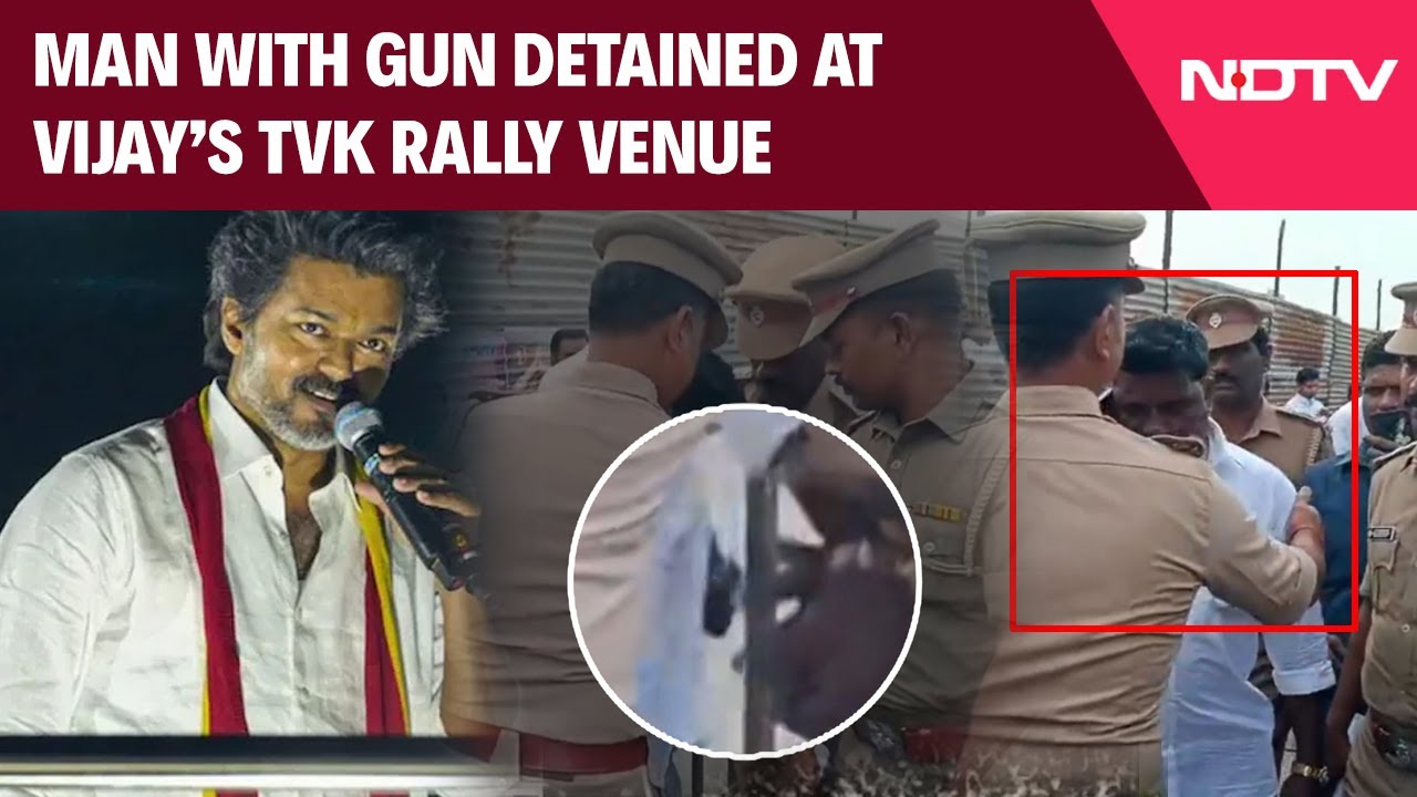 Vijay Rally News | Man With Gun Detained At Vijay's TVK Rally Venue In Puducherry