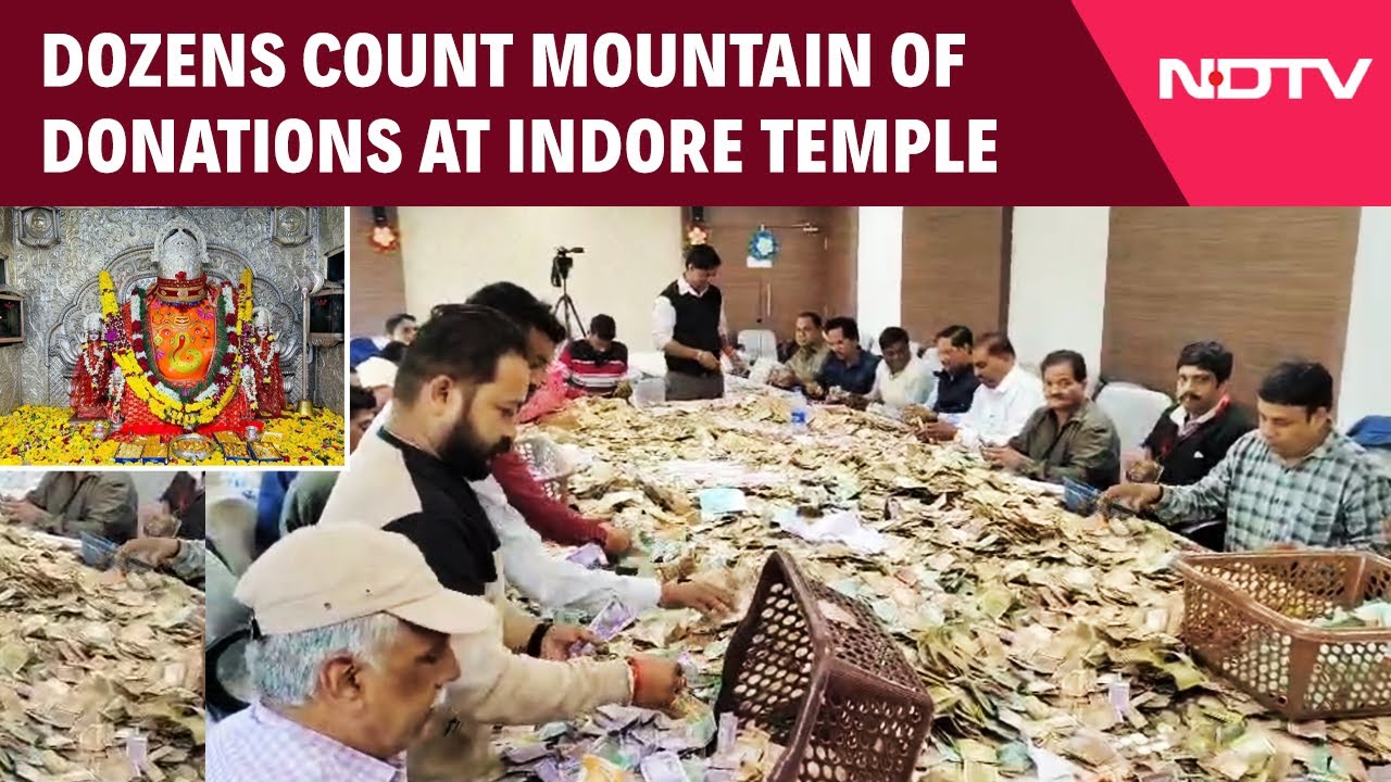 Dozens Count Mountain of Donations At Khajrana Ganesh Temple in Madhya Pradesh