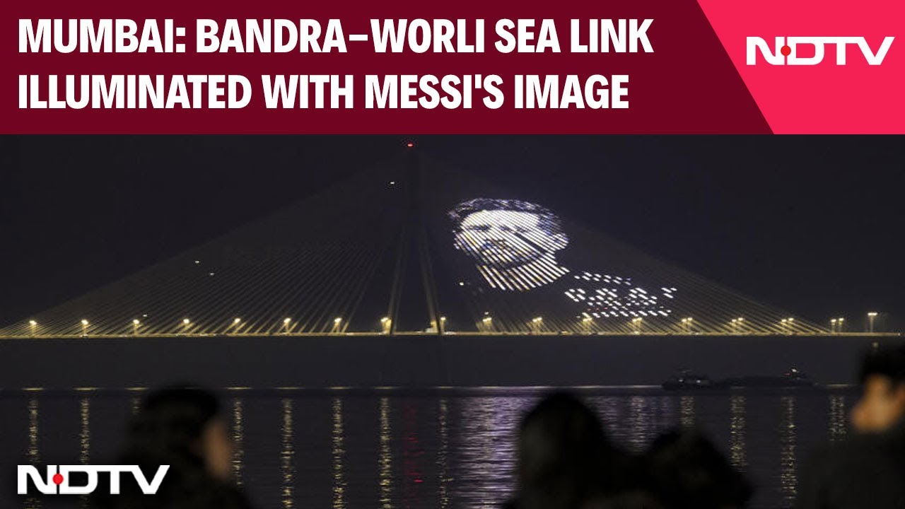 Messi In Mumbai | Mumbai's Bandra-Worli Sea Link Illuminated With Image Of Lionel Messi