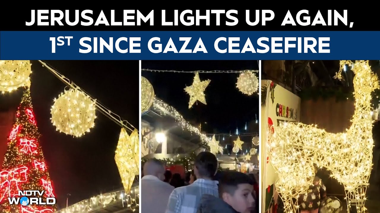 Jerusalem News | Christmas Tree Lights Up Jerusalem’s Old City For 1st Time Since Gaza War Ceasefire