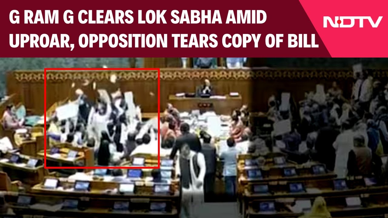 Parliament Winter Session | G Ram G Clears Lok Sabha Amid Uproar, Opposition Tears Copy Of Bill