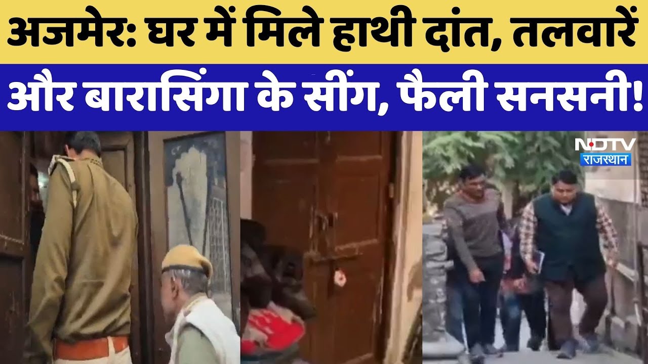 Ajmer: घर में मिले हाथी दांत, तलवारें और Barasingha के सींग, फैली सनसनी! | Latest | Wildlife Crime