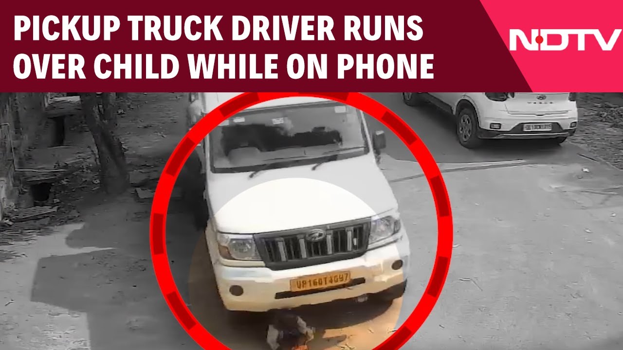 Pickup Driver Runs Over Child While on Phone in Greater Noida, CCTV Video Goes Viral