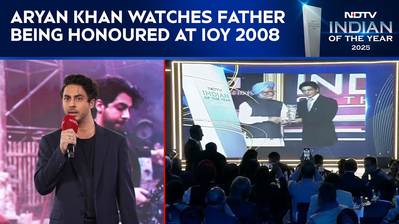 Aryan Khan Watches Father Shah Rukh Being Honoured At NDTV Indian Of The Year 2008